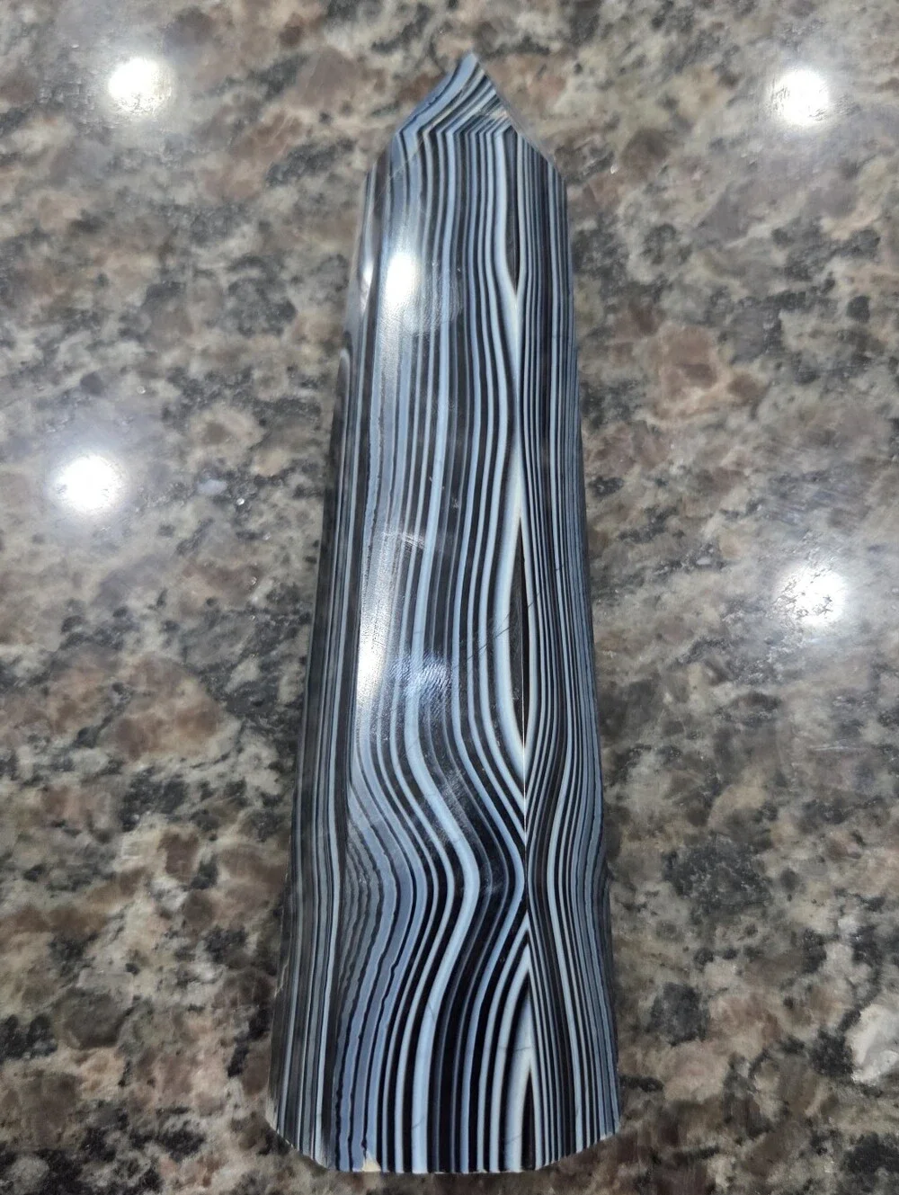 Natural Black Banded Sardonyx Crystal Obelisk Tower #4 New